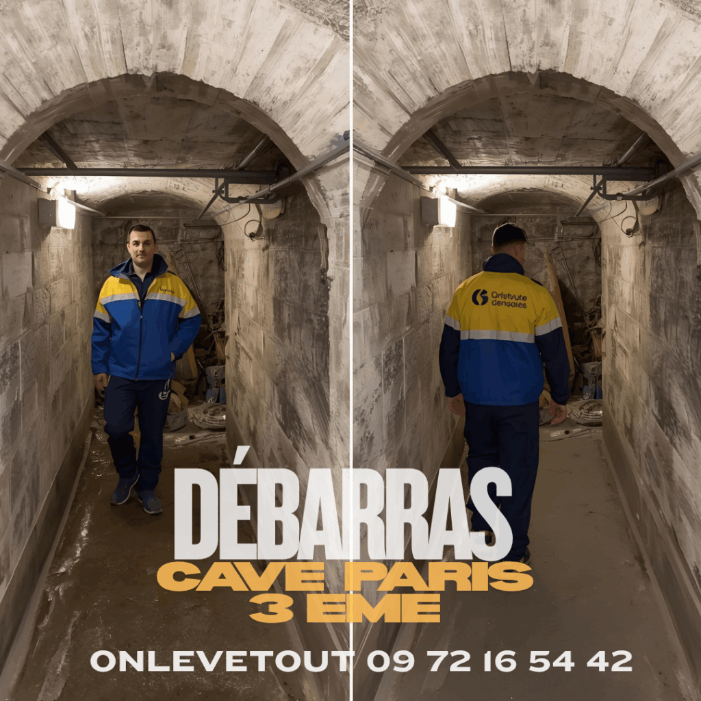 Avant et après débarras d’une cave dans le 3e arrondissement de Paris	