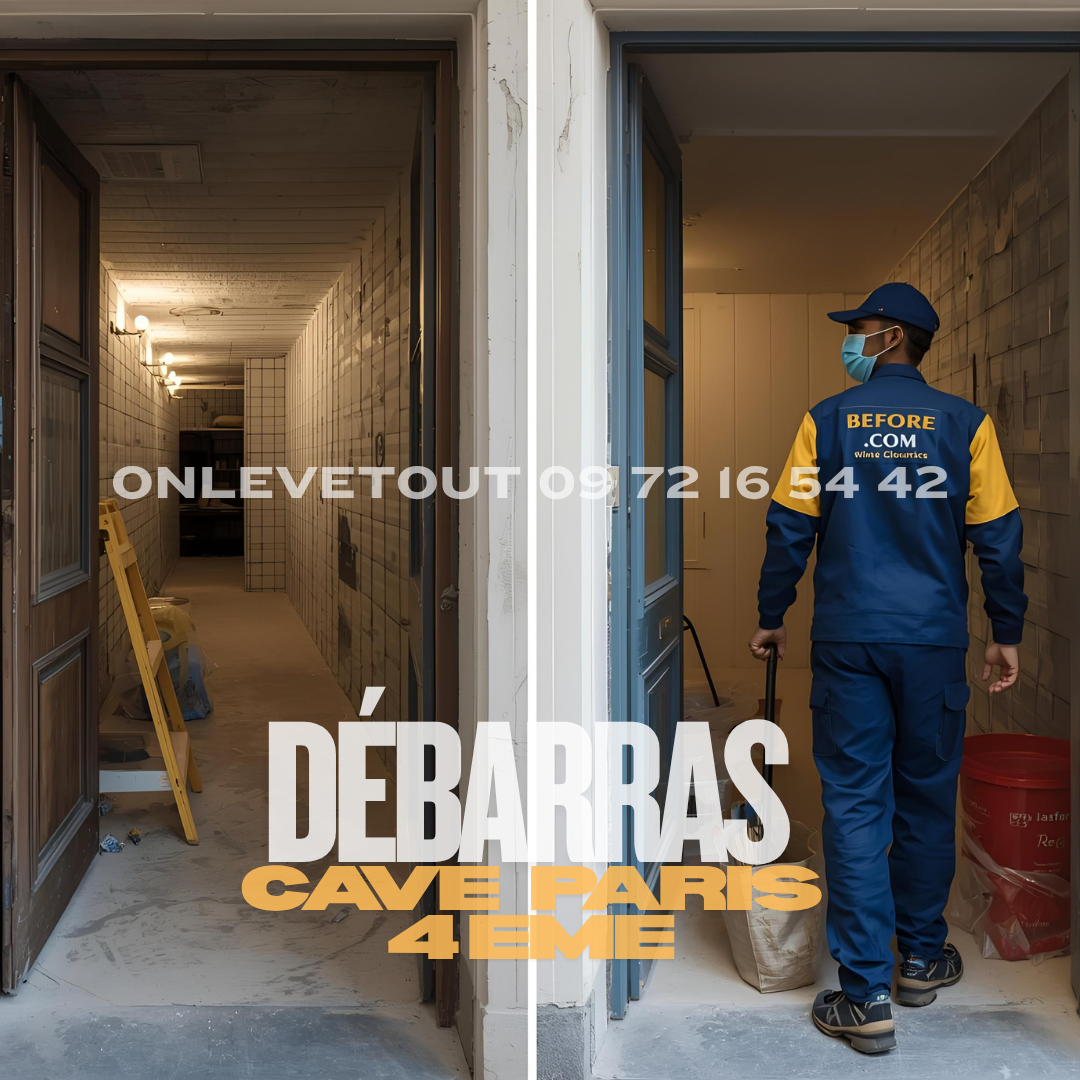 Équipe Onlevetout en action lors d’un débarras cave Paris 4	