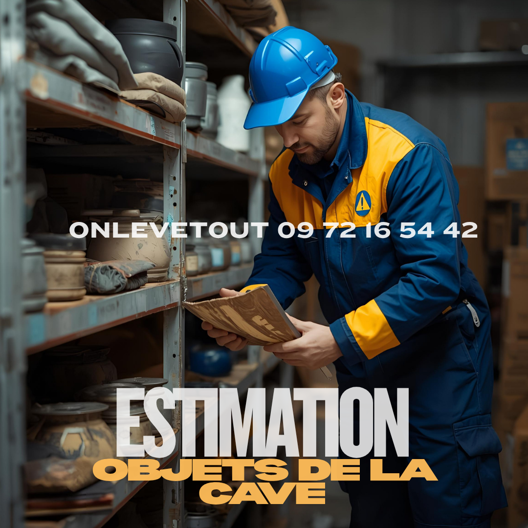 Équipe Onlevetout évaluant des objets à racheter dans un débarras cave à Paris