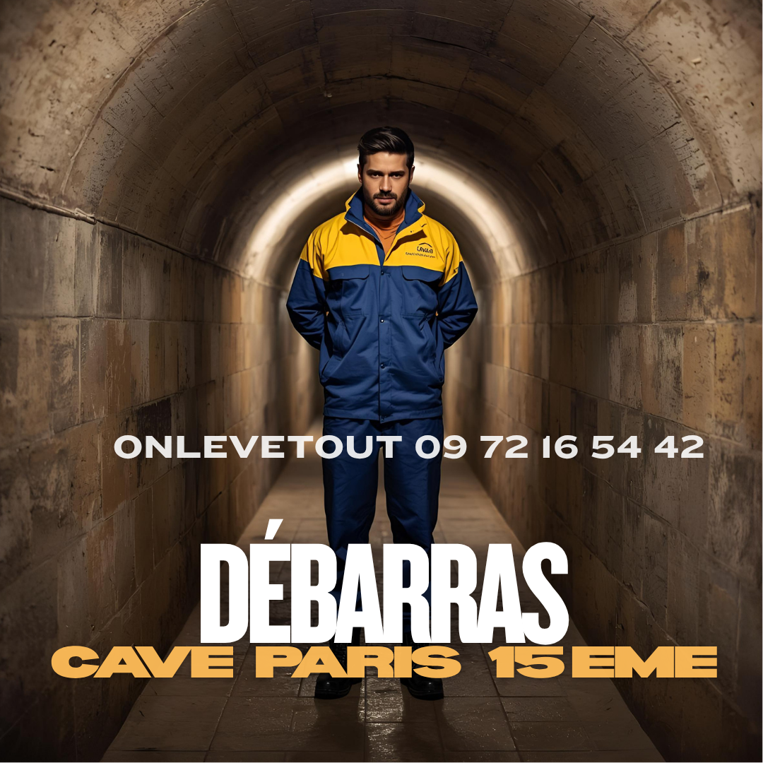 Cave très encombrée avec meubles et cartons dans un immeuble du 15ème arrondissement avant intervention OnLevetout