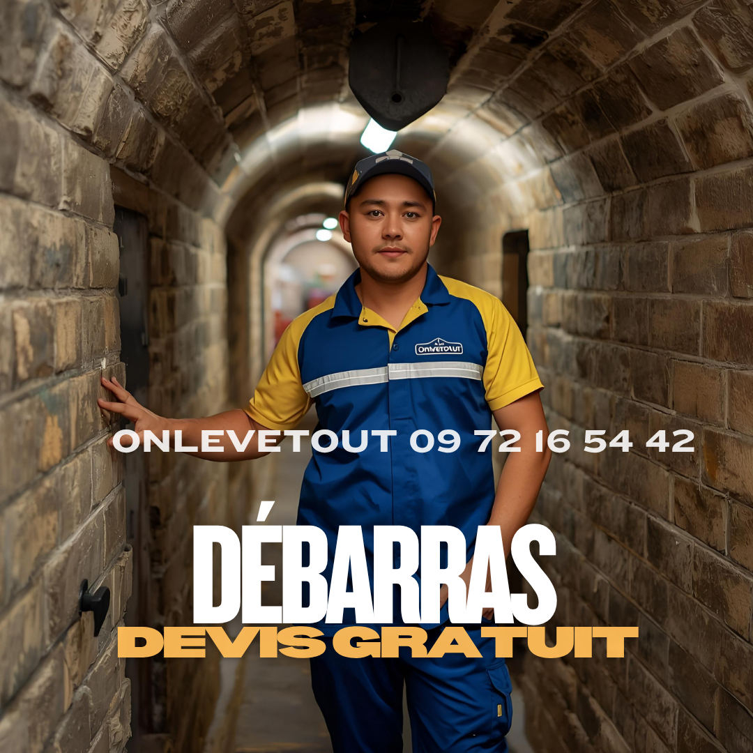 Professionnel OnLevetout évaluant le volume d'une cave encombrée à Paris pour établir un devis précis