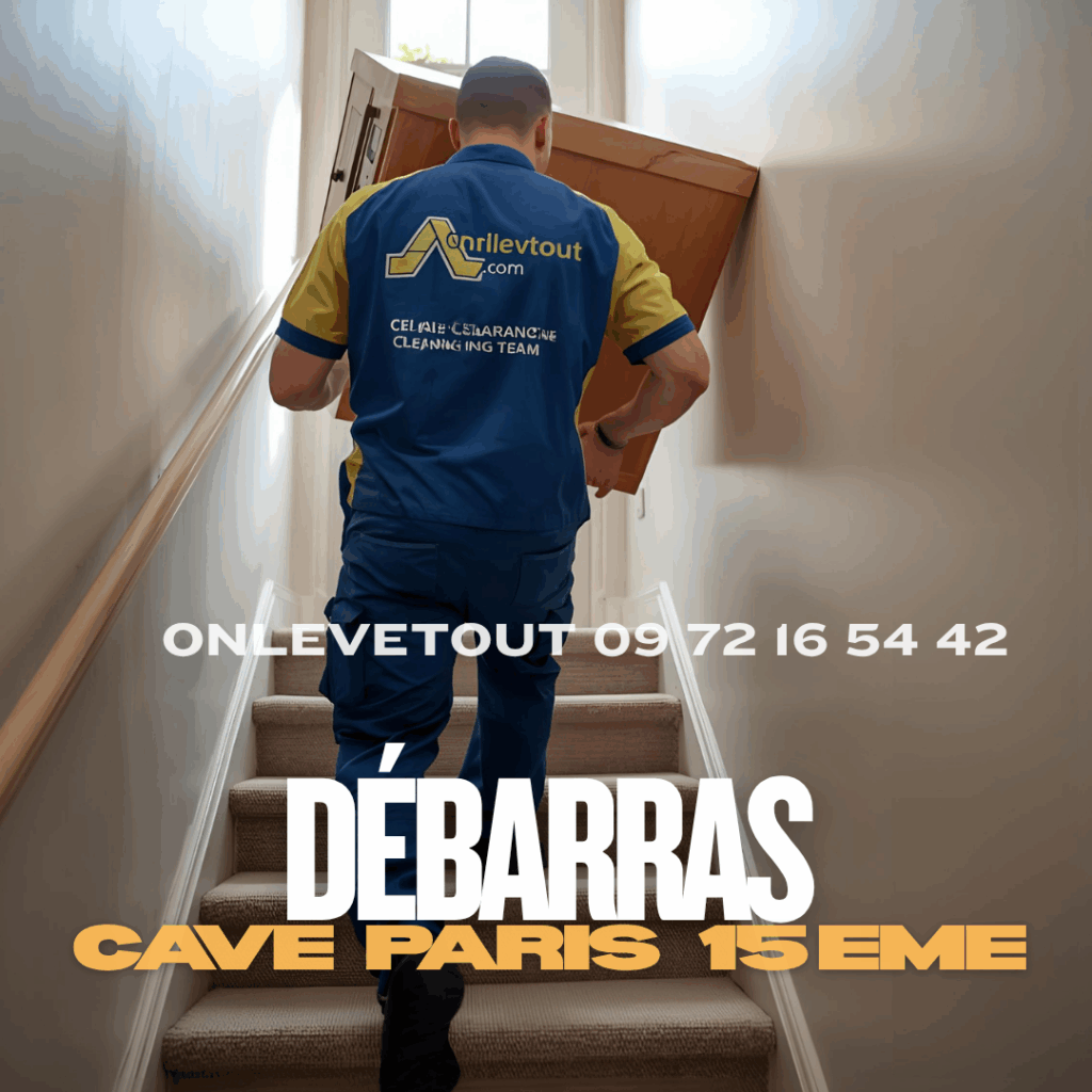 Équipe OnLevetout transportant des meubles volumineux dans les escaliers d'un immeuble du 15ème arrondissement